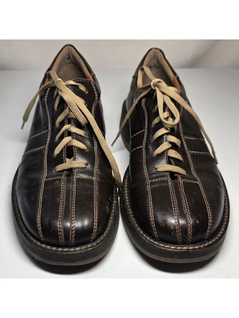 Bass Men's Size 10.5 Sneaker Chocolate Brown Leather Lace-Up Shoes Made in Italy